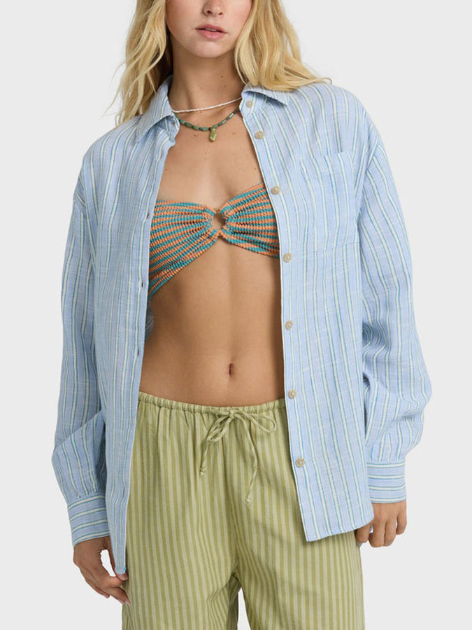 Billabong Wanderer Print L/S Buttondown Shirt Spring 2026 | TWILIGHT BLUE (TWB1)