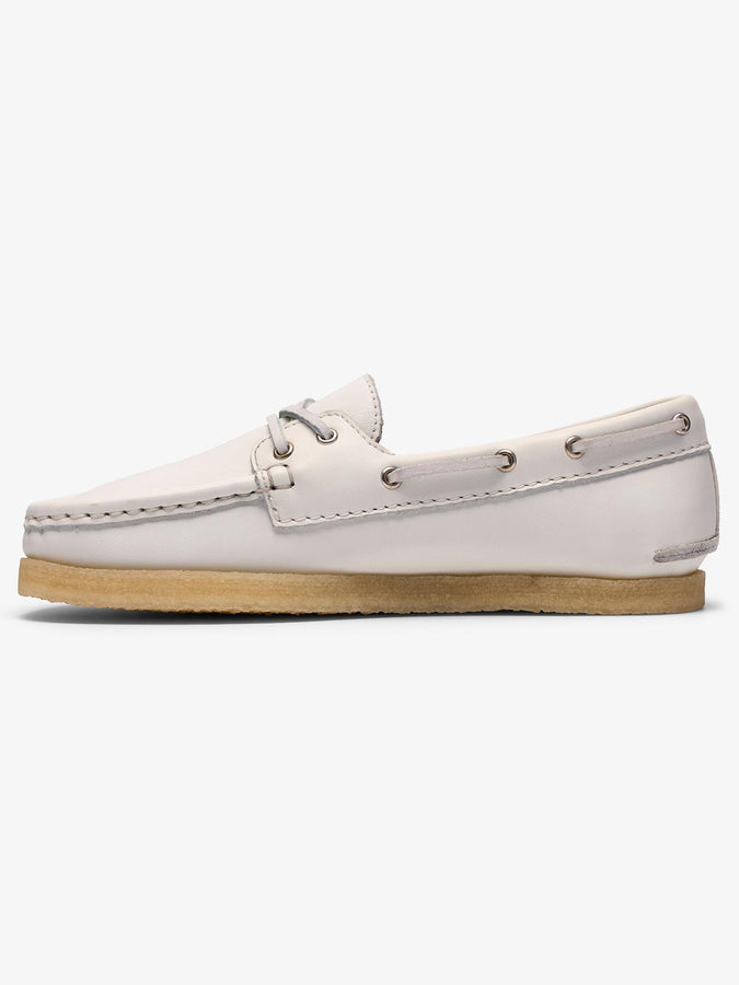 Clarks Godney Boat White Grain Leather Shoes Spring 2026 | WHITE GRAIN LEATHER