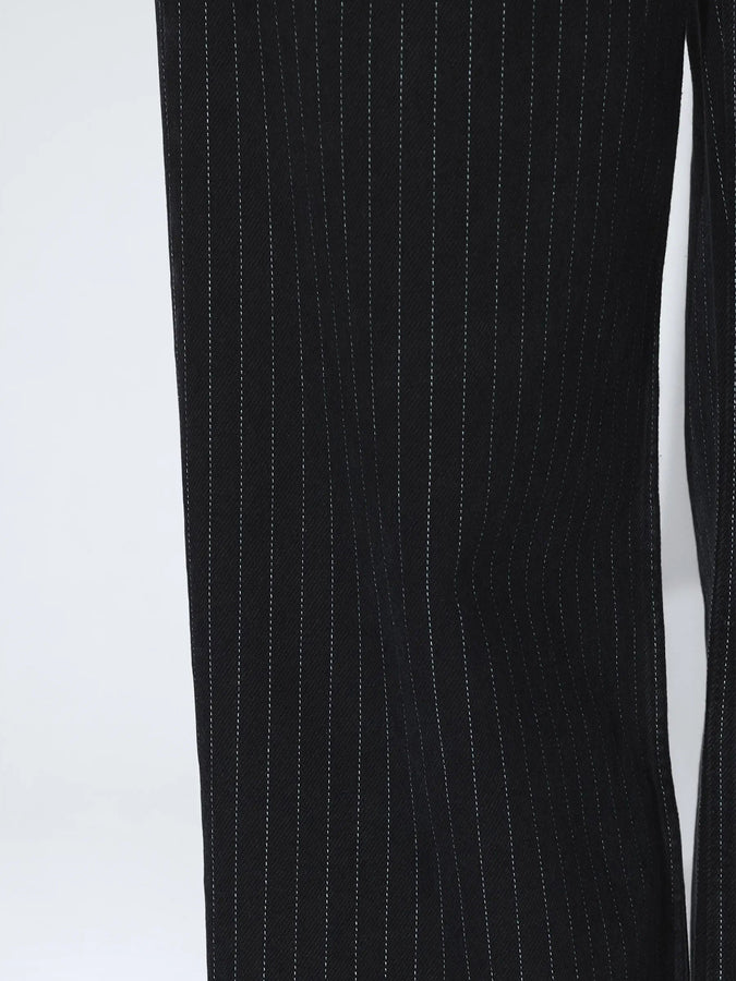 Dr. Denim Rhue High Wide Pleated Pinstripe Jeans Fall 2026 | WASHED BLACK PINSTRIPE (BN6)