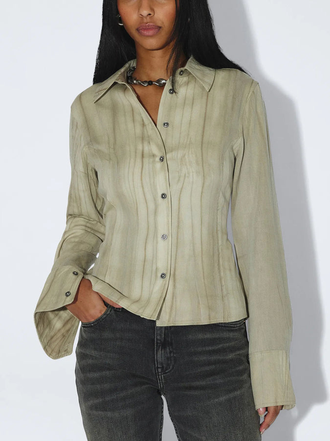 Dr. Denim Mila Seam Long Sleeves Buttondown Shirt Fall 2026 | WASHED BEIGE (BR1)