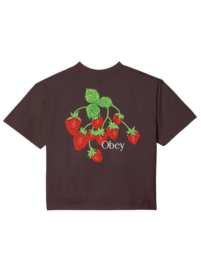 Obey Strawberry Bunch Women Crop T-Shirt Spring 2024 | JAVA BROWN (JVA)