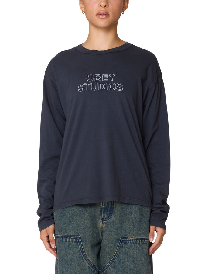 Obey Studios Outline Long Sleeve T-Shirt Fall 2025 | BLACK (BLK)
