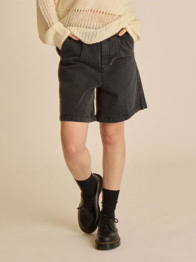 Obey Eli II Denim Pleated Shorts Spring 2026 | BLACK ASH (BAH)