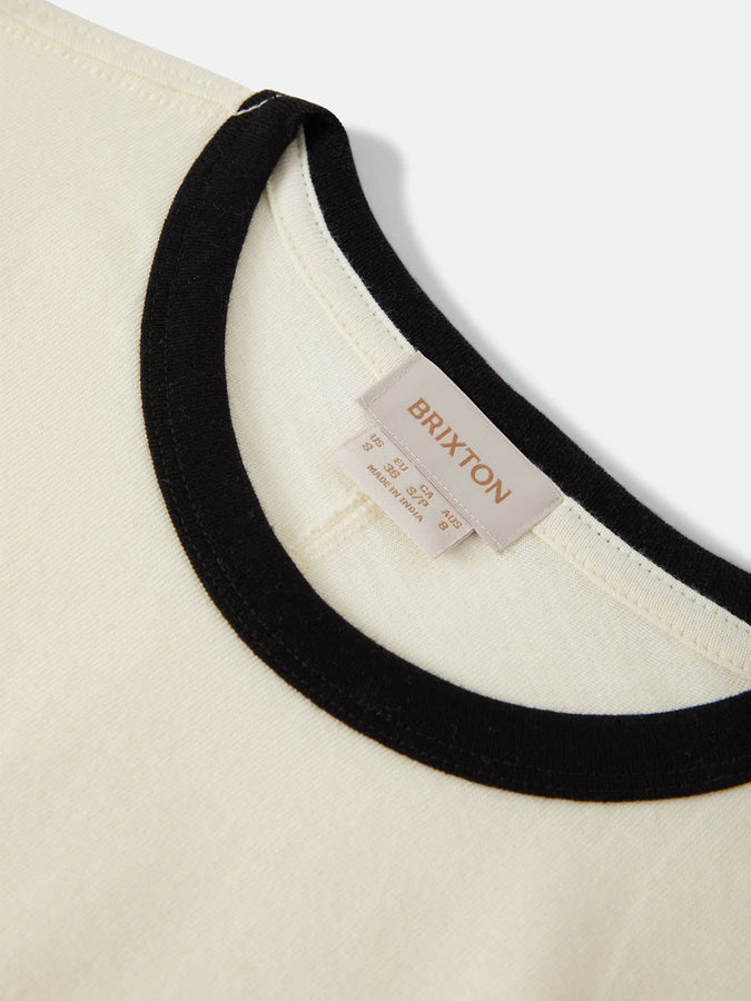 Brixton Carefree Organic Garment Dye Ringer T-Shirt Fall 2026 | OFF WHITE/BLACK