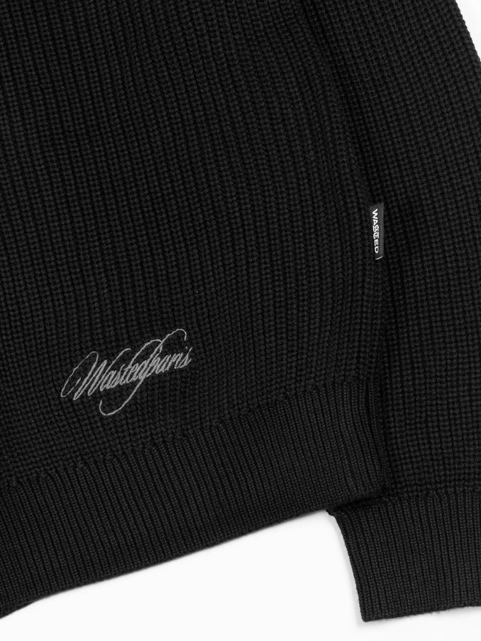 Wasted Paris Script Cardigan Holiday 2026 | BLACK