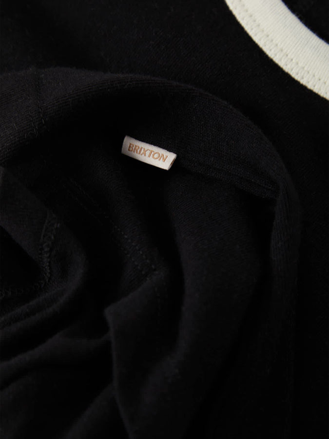Brixton Carefree Organic Garment Dye Ringer T-Shirt Fall 2026 | BLACK/OFF WHITE