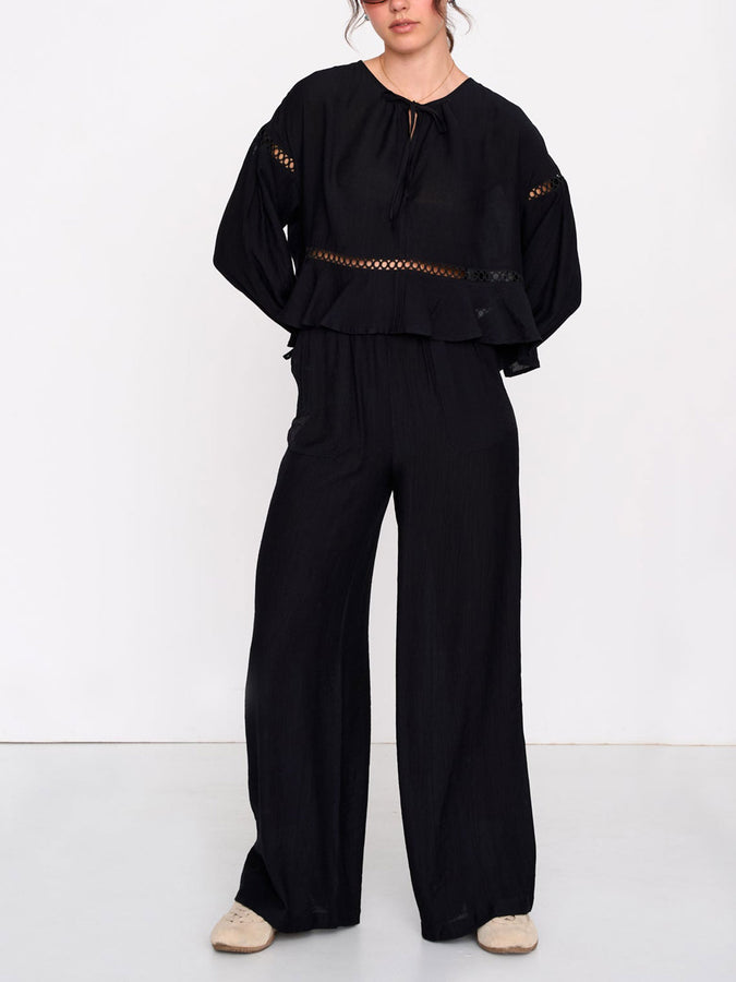 24 Colours Black Long Sleeve Top Spring 2026 | BLACK