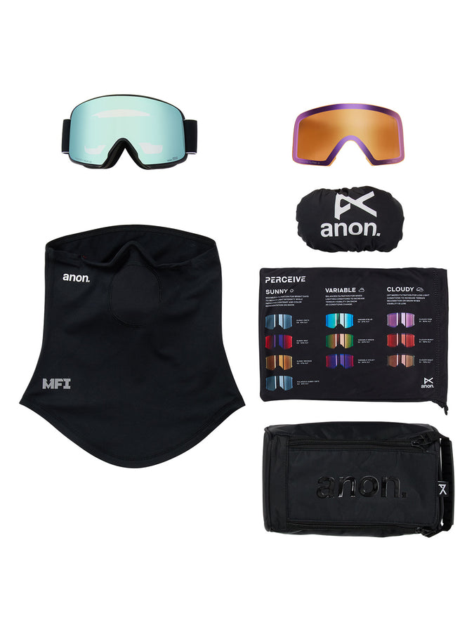 Anon M6 Black/Prcv Blue + Cloudy Pink + MFI Face Mask Goggle | BLACK/PRCV VRBL BLUE (Z53)