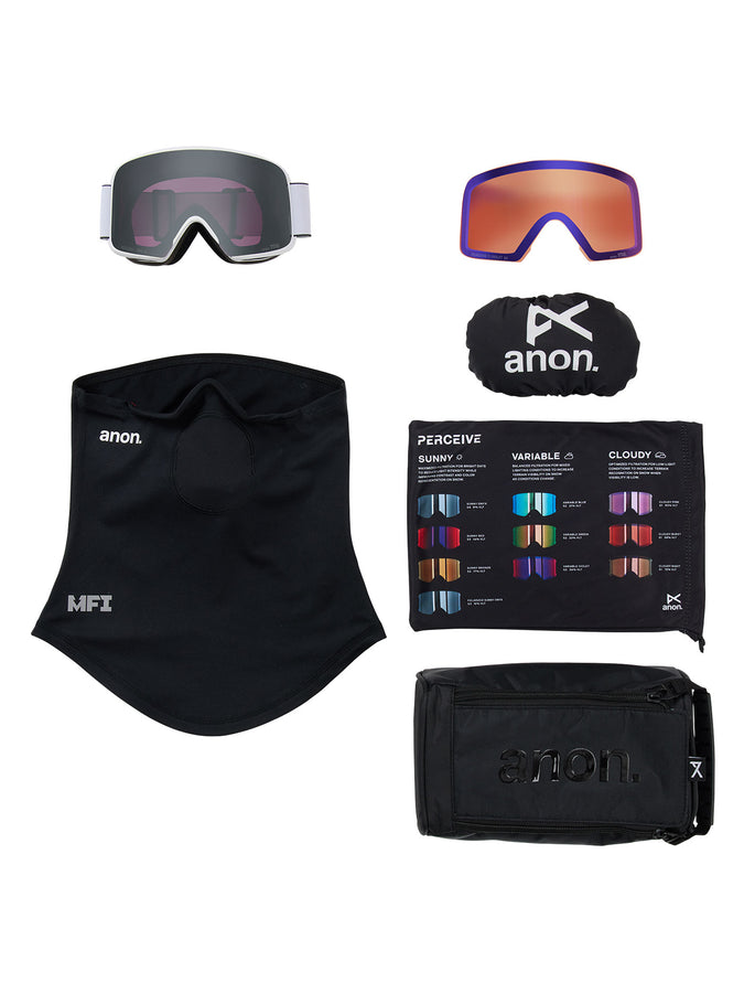 Anon M6 White/Prcv Sunny Onyx + Violet + MFI Face Mask Goggle | WHITE/PRCV SUNNY ONYX (Z59)