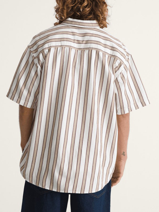 Vans Lawson Stripe Short Sleeve Buttondown Shirt Spring 2026 | WHITE/POTTING SOIL (GCQ)