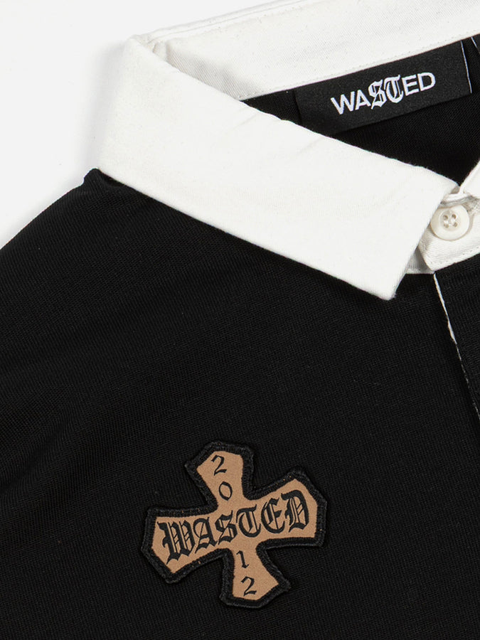 Wasted Paris Script Long Sleeve Polo Holiday 2026 | BLACK
