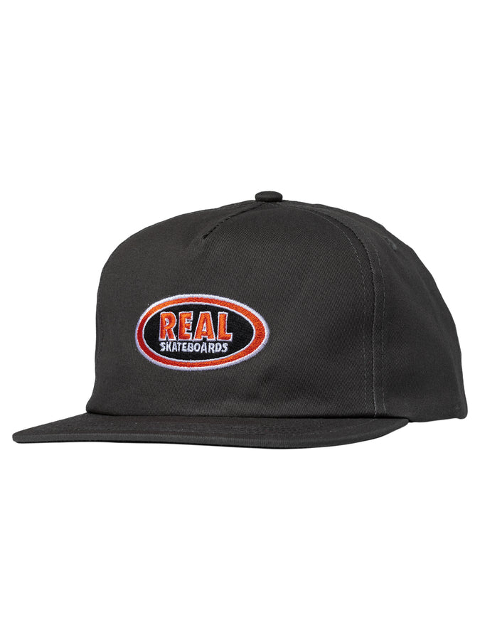 Real Oval Emb Snapback Hat | CHARCOAL/RED