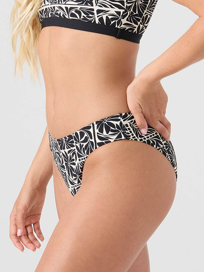 Roxy Geo Flower Hipster Full Coverage Bikini Bottom Summer 2026 | BLACK/IVORY (BKI)
