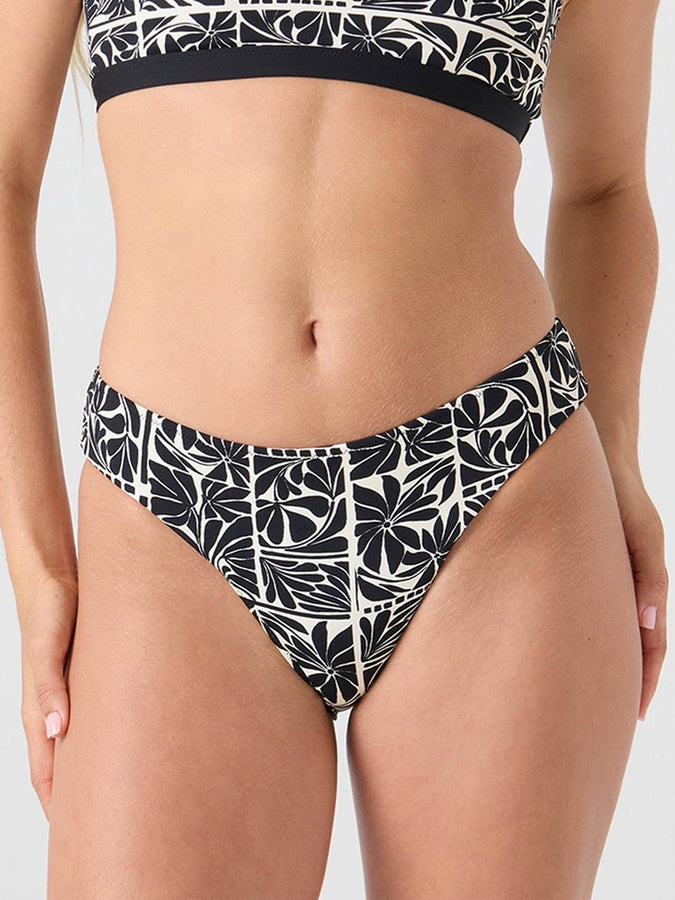 Roxy Geo Flower Hipster Full Coverage Bikini Bottom Summer 2026 | BLACK/IVORY (BKI)