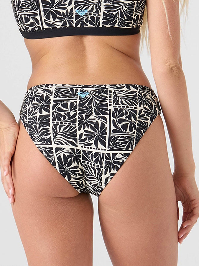 Roxy Geo Flower Hipster Full Coverage Bikini Bottom Summer 2026 | BLACK/IVORY (BKI)