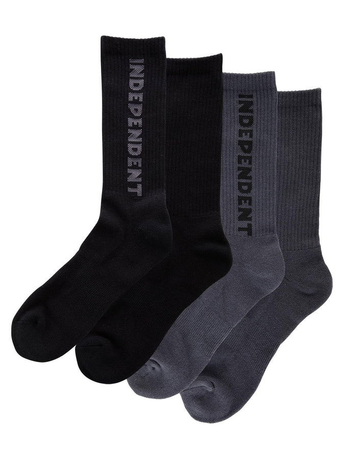 Independent Baseline 2 Pack Socks Spring 2026 | BLACK/CHARCOAL