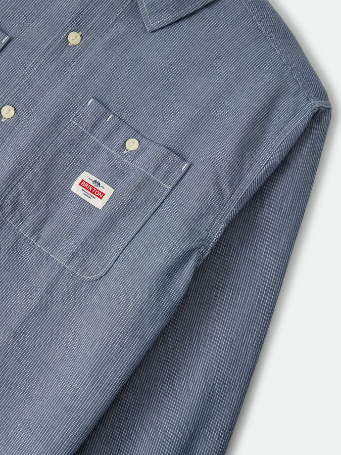 Brixton Trademark Blue Chambray Micro Stripe L/S Buttondown Shirt Fall 2026 | BLUE CHAMBRAY MICRO STRIPE