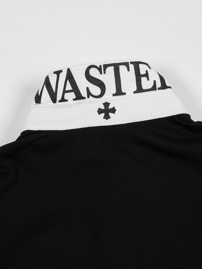 Wasted Paris Script Long Sleeve Polo Holiday 2026 | BLACK
