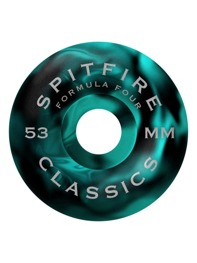 Spitfirte F4 Floral Classic 53mm Skateboard Wheels | TEAL/BLACK SWIRL