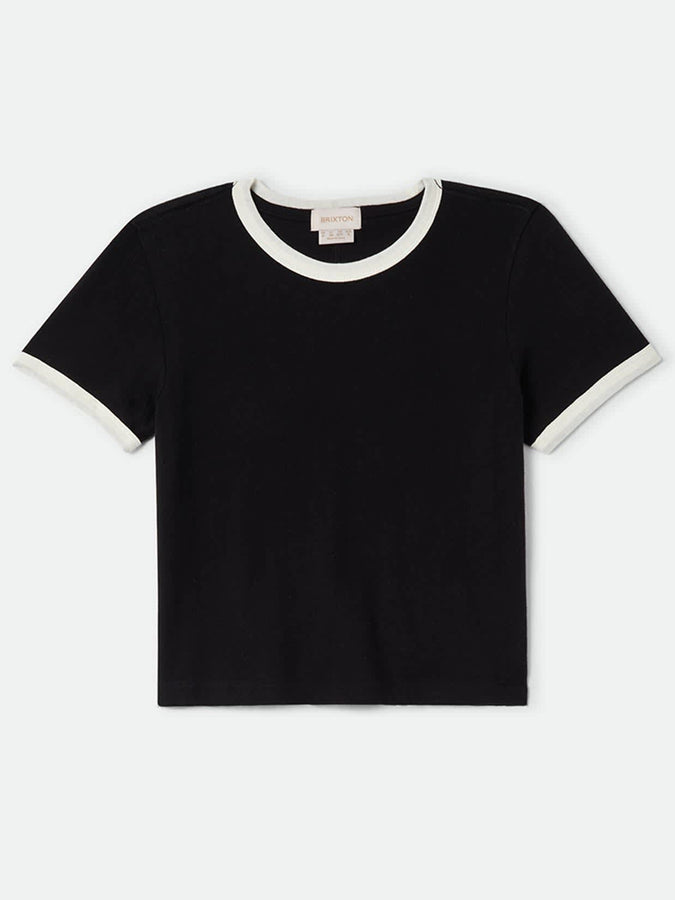 Brixton Carefree Organic Garment Dye Ringer T-Shirt Fall 2026 | BLACK/OFF WHITE