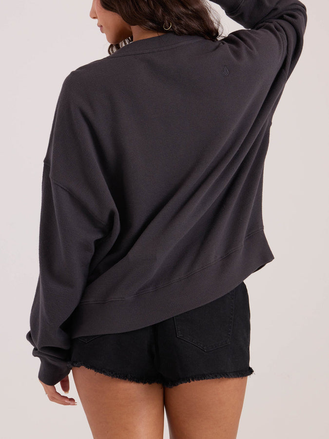 Volcom Lived In Henley Crewneck Sweatshirt Spring 2026 | VINTAGE BLACK (VBK)