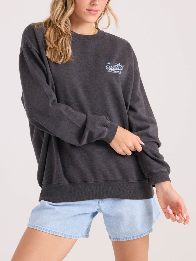 Volcom Levy Crewneck Sweatshirt Spring 2026 | VINTAGE BLACK (VBK)