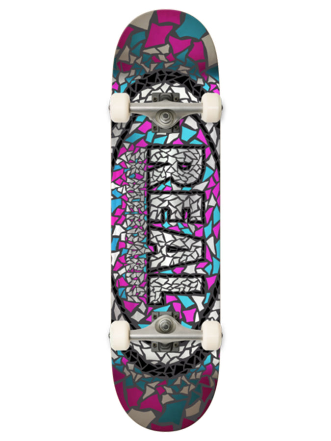 Real Mosaic Oval Foil 7.3'' Complete Skateboard | PINK