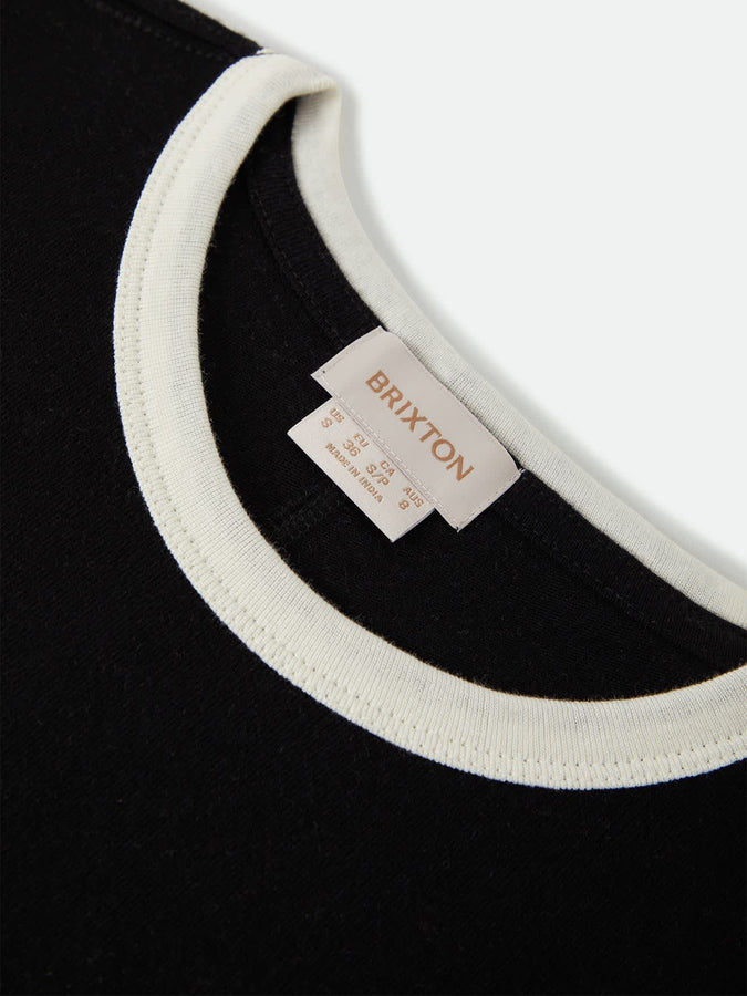 Brixton Carefree Organic Garment Dye Ringer T-Shirt Fall 2026 | BLACK/OFF WHITE
