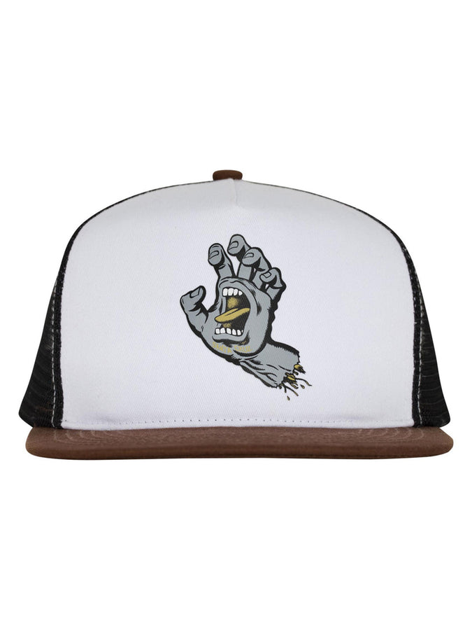 Santa Cruz Screaming Hand Front Trucker Hat | WHITE/BROWN/BLACK