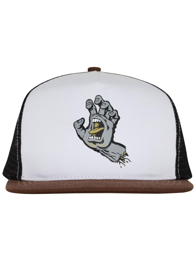 Santa Cruz Screaming Hand Front Trucker Hat | WHITE/BROWN/BLACK
