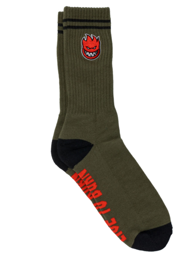Spitfire Bighead Fill Emb Socks | OLIVE/BLACK/RED