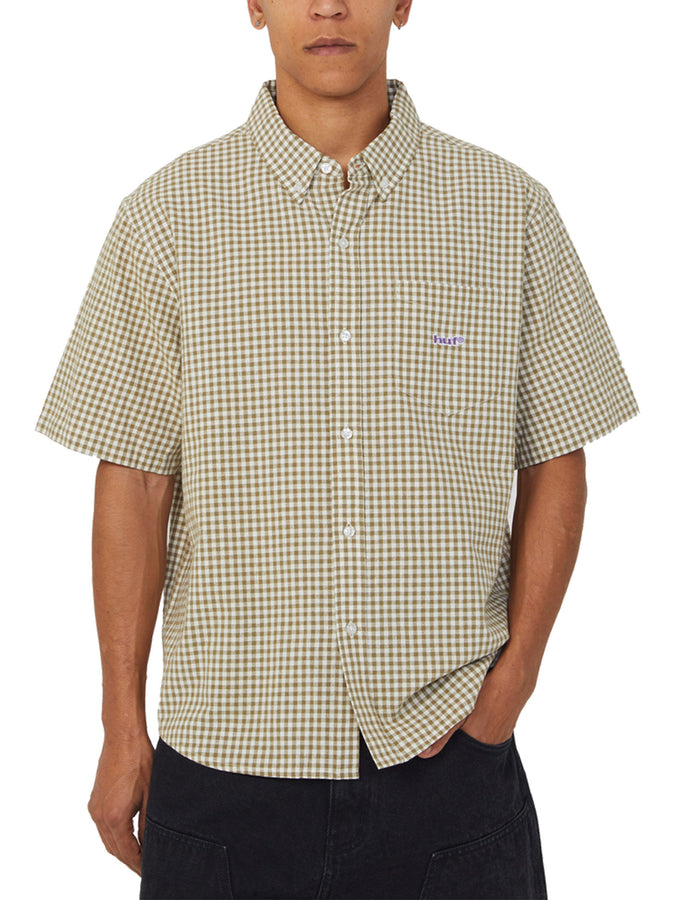 Huf 89 Micro Gingham Oxford S/S Buttondown Shirt Spring 2026 | NATURAL