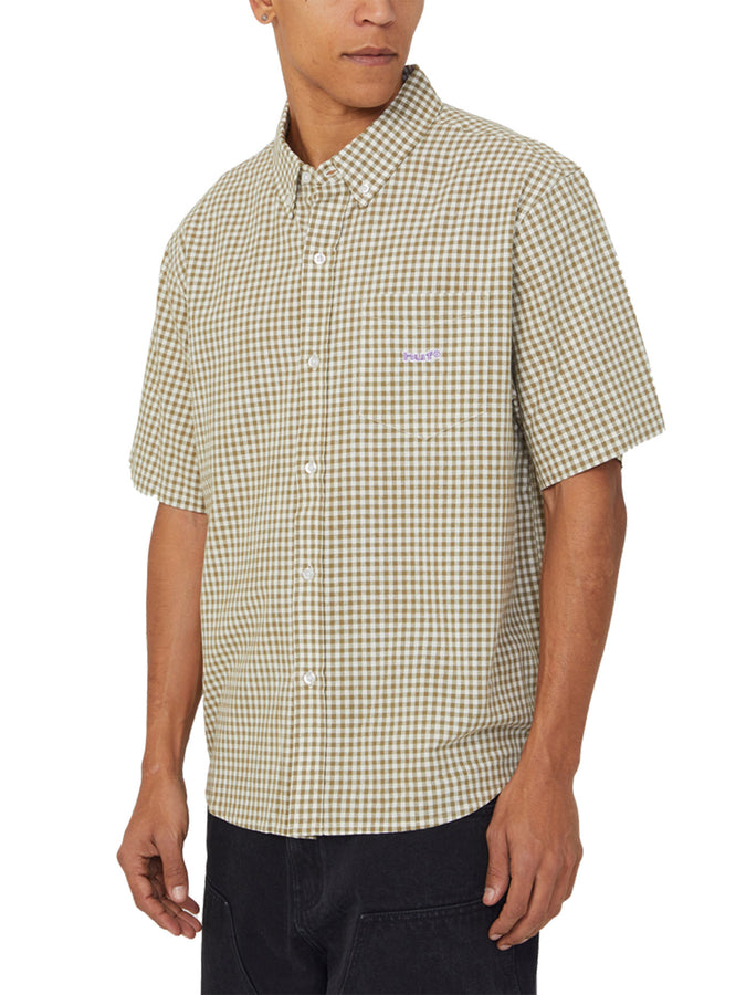 Huf 89 Micro Gingham Oxford S/S Buttondown Shirt Spring 2026 | NATURAL