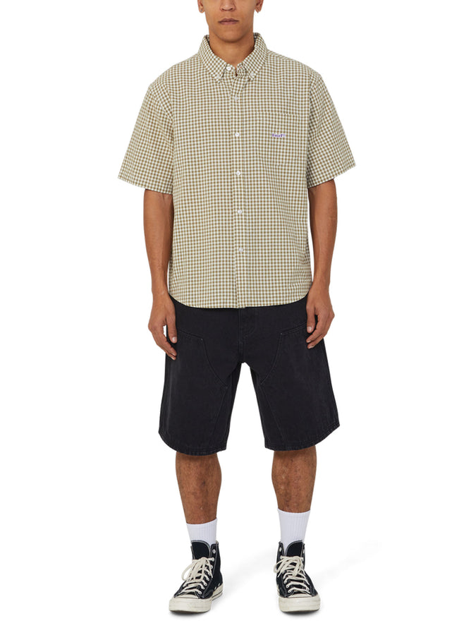 Huf 89 Micro Gingham Oxford S/S Buttondown Shirt Spring 2026 | NATURAL