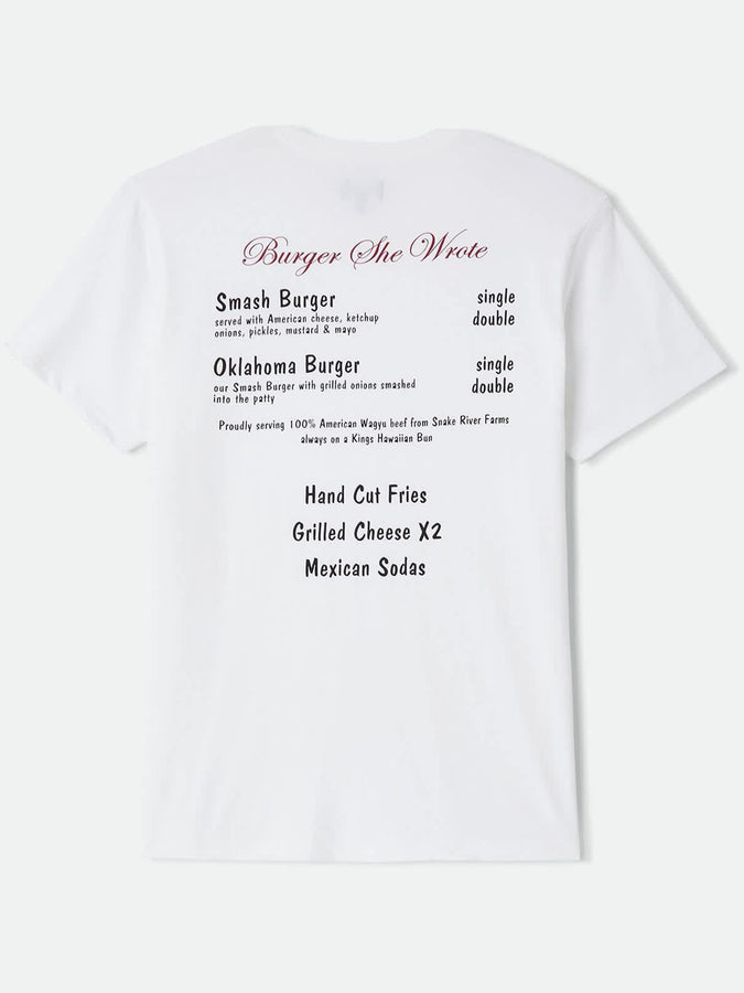 Brixton Burger She Wrote Pocket T-Shirt Fall 2026 | WHITE