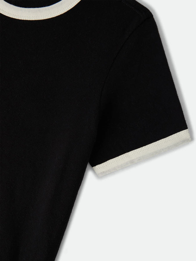 Brixton Carefree Organic Garment Dye Ringer T-Shirt Fall 2026 | BLACK/OFF WHITE
