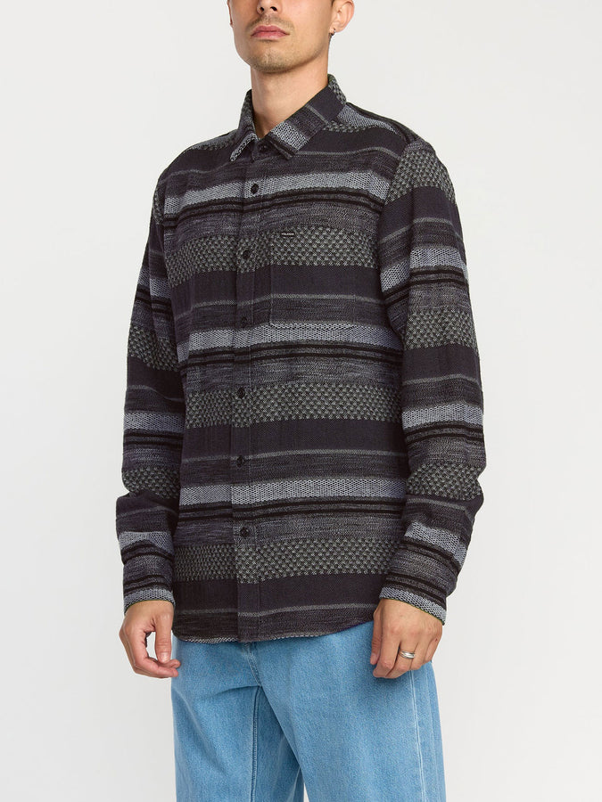 Volcom Confuzzled Long Sleeve Buttondown Shirt Fall 2025 | BLACK (BLK)