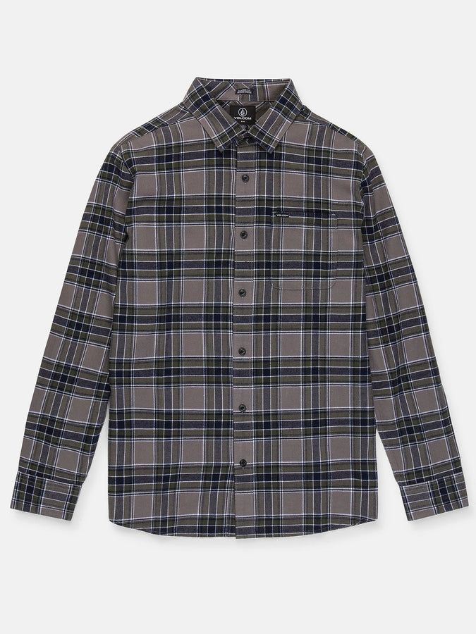 Volcom Caden Plaid Long Sleeve Buttondown Shirt Fall 2026 | PEWTER (PEW)