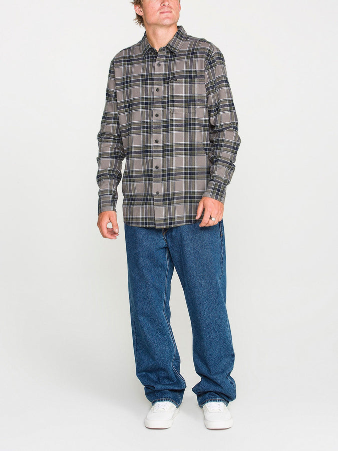 Volcom Caden Plaid Long Sleeve Buttondown Shirt Fall 2026 | PEWTER (PEW)