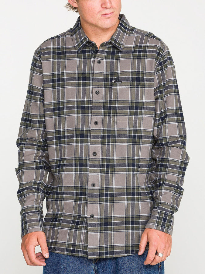 Volcom Caden Plaid Long Sleeve Buttondown Shirt Fall 2026 | PEWTER (PEW)