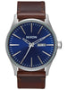 Nixon Sentry Leather Blue/Brown Watch 2025