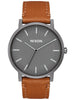 Nixon Porter Leather Gunmetal/Charcoal/Taupe Watch 2025