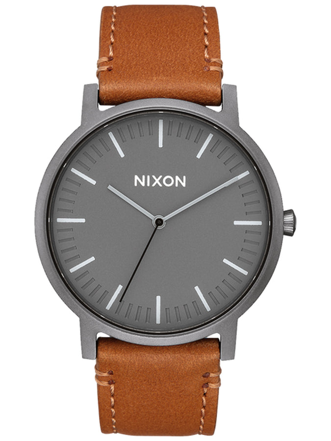 Nixon Porter Leather Gunmetal/Charcoal/Taupe Watch 2025 | GUNMETAL/CHARCOAL/TAUPE (2494)