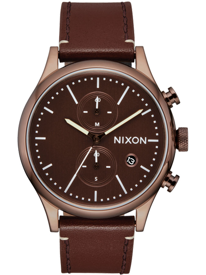 Nixon Station Chrono Leather Chocolate/Cappuccino Watch 2025 | CHOCO/CAPPUCCINO/BROWN (5242)