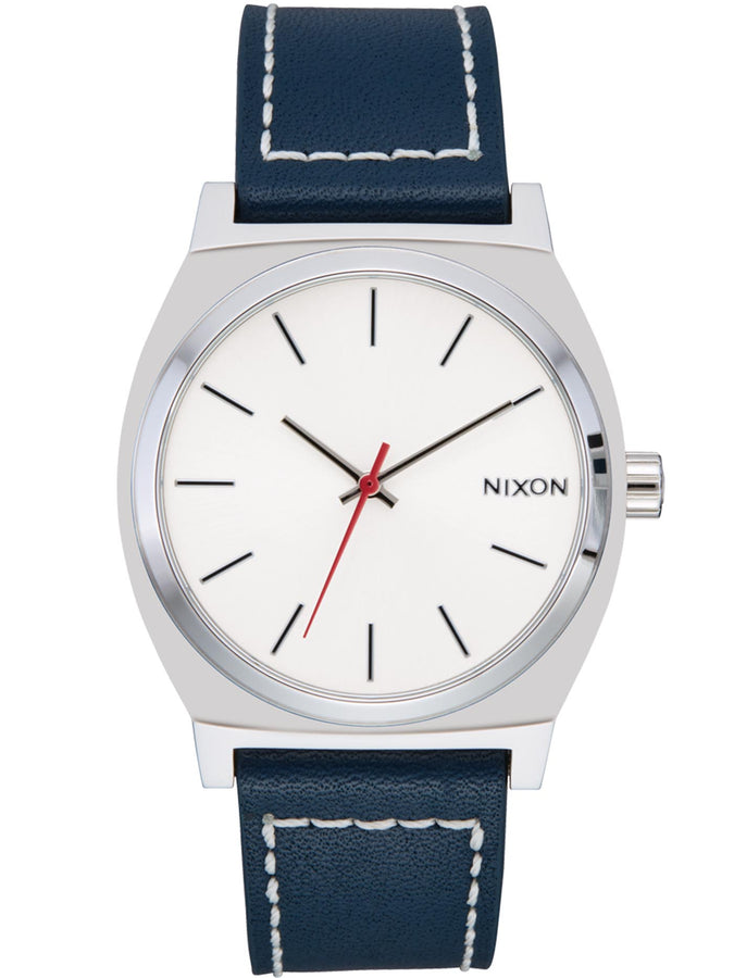 Nixon Time Teller Leather Silver/Cloud/Indigo Denim Watch 2024 | SILVR/CLD/IND DENM (5247)
