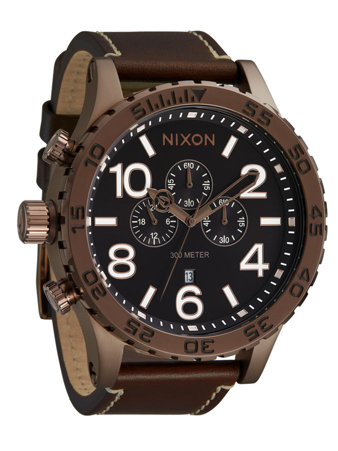 Nixon 51-30 Chrono Leather Chocolate/Dark Roast/Brown Watch | CHOCOLATE/DARK RST/BRWN (5240)