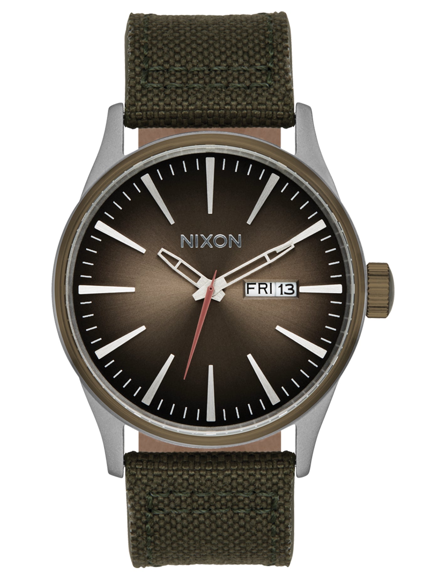 Nixon Sentry Nylon Silver/Light Brown/Asphalt Watch