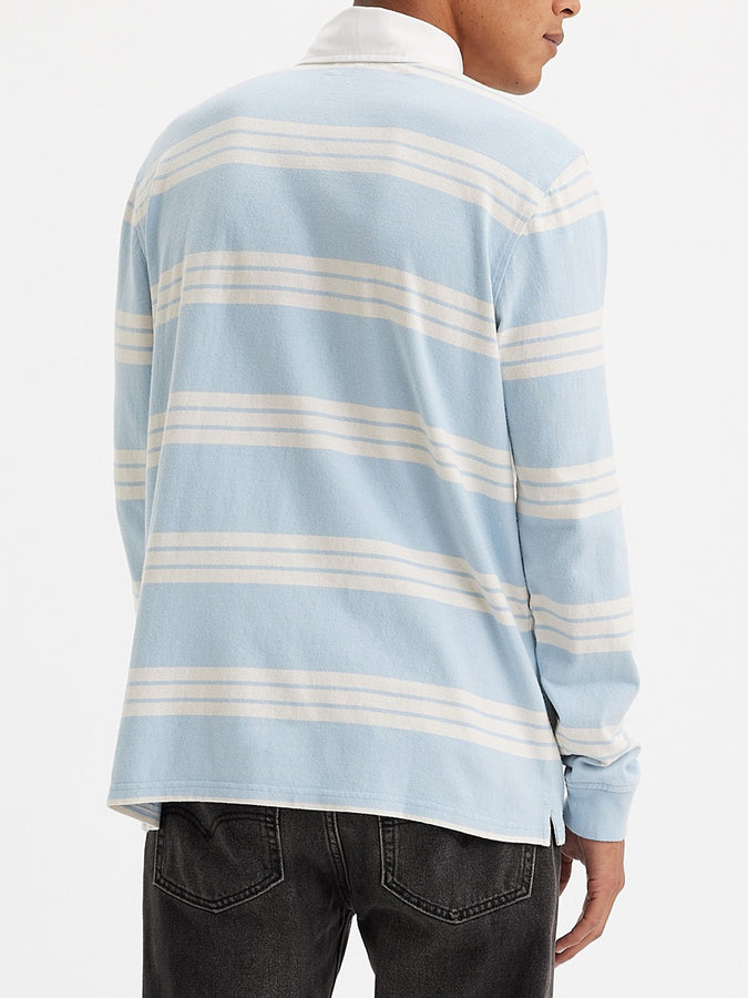 Levis Classic Rugby Hemlock Stripe Chambray Polo Spring 2024 | HMLK STR CHAMBRAY(0007)