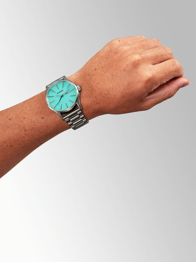 Nixon Sentry Stainless Steel Silver/Turquoise Watch | SILVER/TURQUOISE (2084)