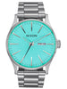 Nixon Sentry Stainless Steel Silver/Turquoise Watch